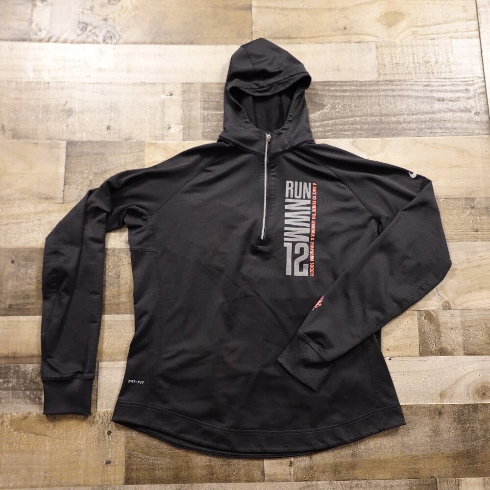 Nike Dri-FIT “RUN NWM 12” Performance Pullover Hoodie Women's XL Black Limited